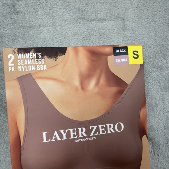 Layer Zero Women's S Seamless Nylon Bra Black/Sienna d1031 - Picture 2 of 5